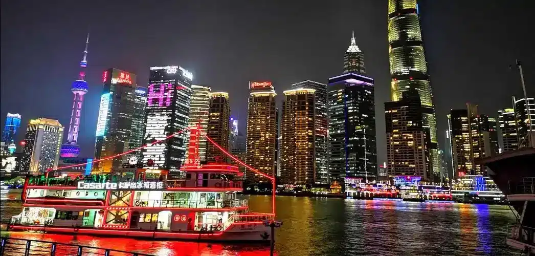 ночной вид по реке Хуанпу, тур в Шанхай